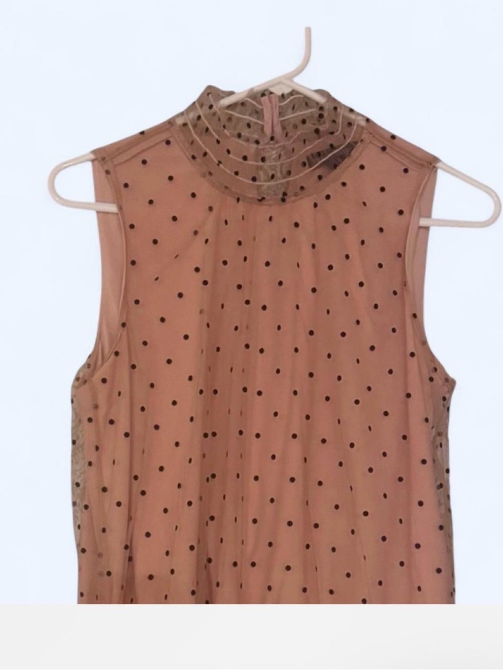 Banana Republic Sleeveless Nude Polka Dot Shell Turtleneck NWT Size S